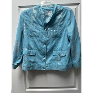 Erin London Button-Down Blazer Women’s Size XL Artsy Boho Jacket‎ Blouse Vtg 80s